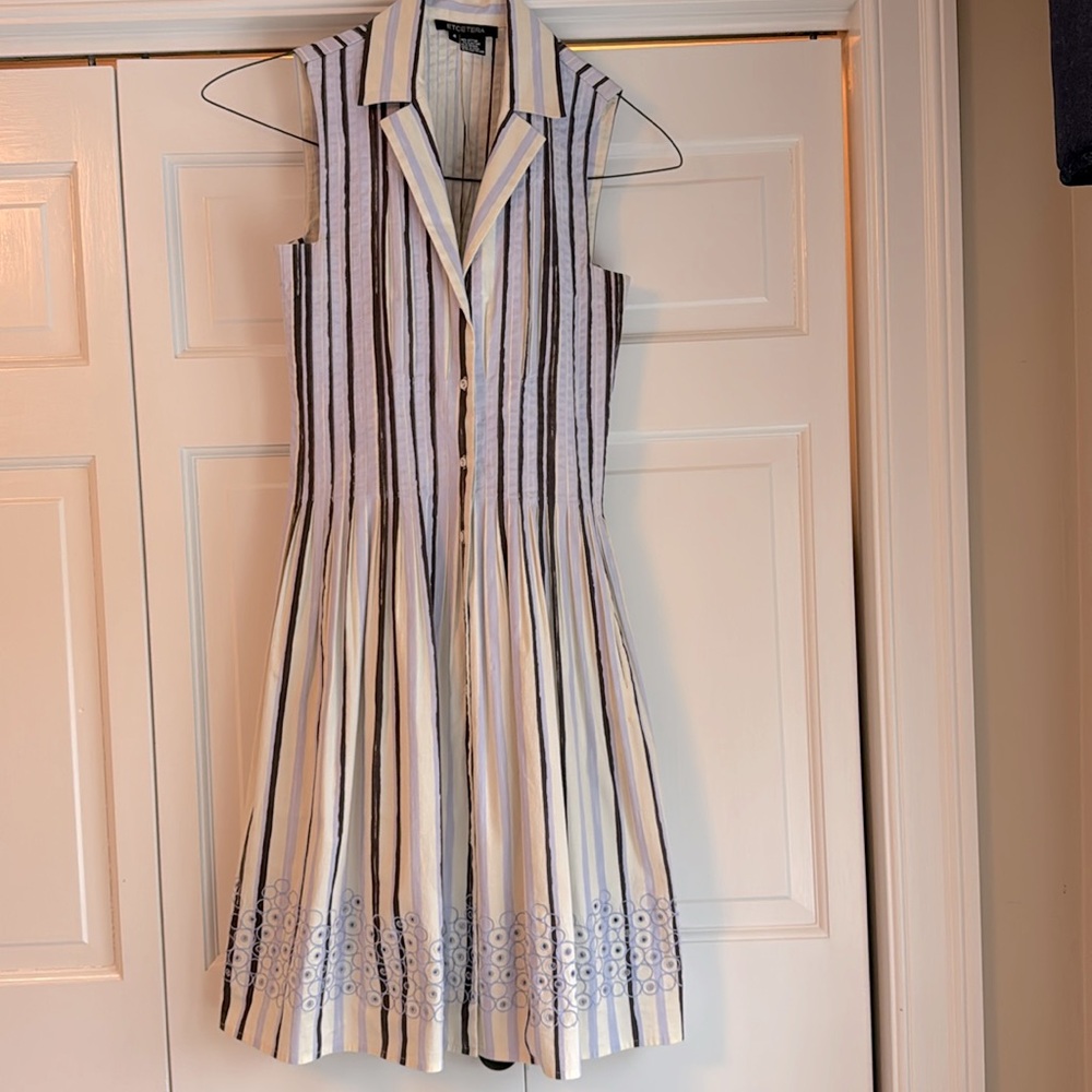 Etcetera- cotton dress.  Cream-purple-brown size 4